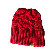 Load image into Gallery viewer, Cable Messy Bun Beanie
