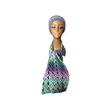 Load image into Gallery viewer, Purple &amp; Teal Beanie and Scarf Set
