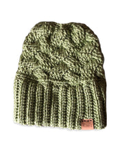 Load image into Gallery viewer, Cable Messy Bun Beanie
