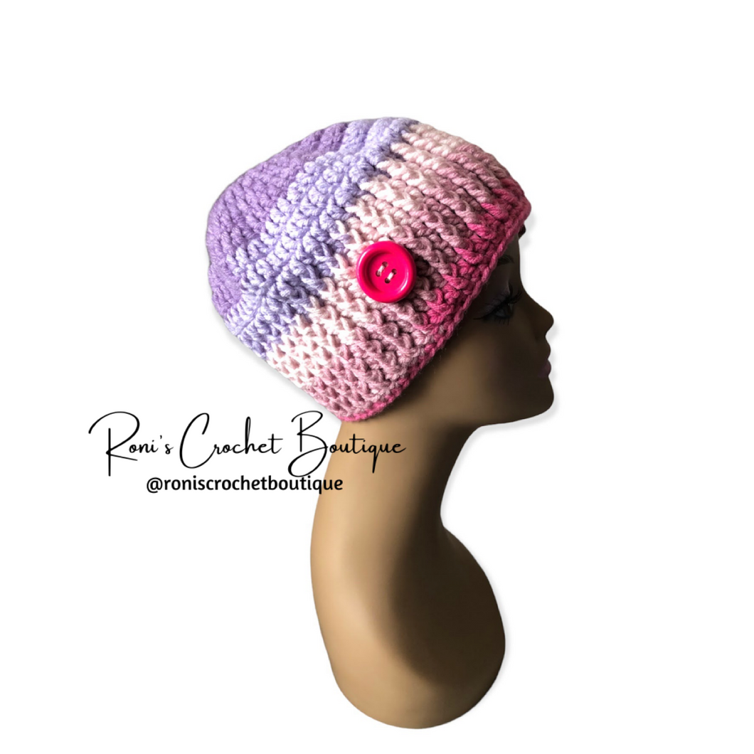 The Pink Button Beanie