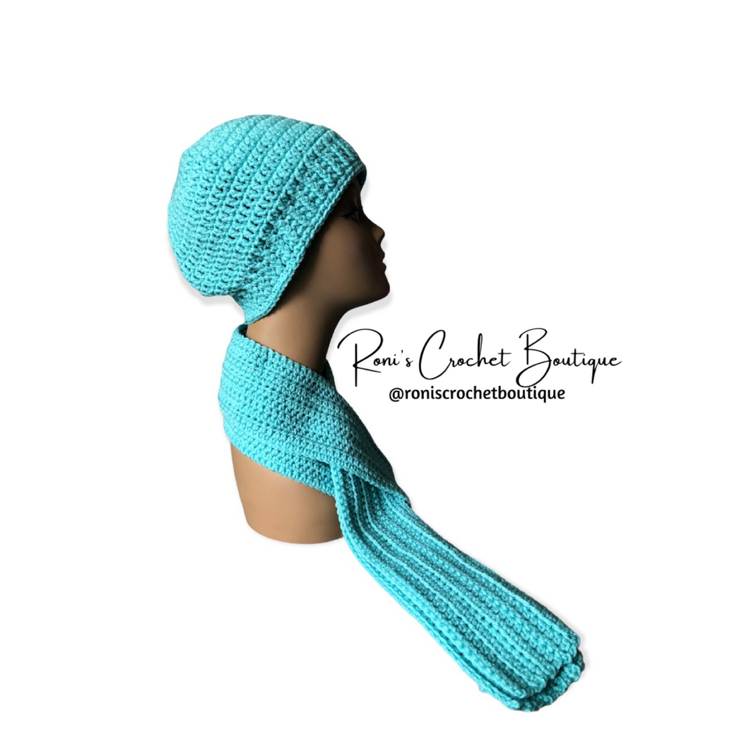 Teal Beanie and Scarf Set